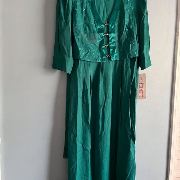 Peri Petites vintage green dresss Long sleeves size 6 - Picture 14 of 15